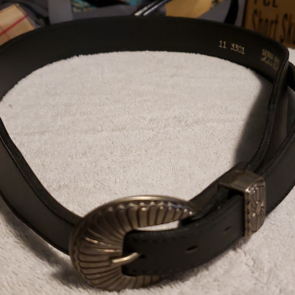 Mens Belt with Silver Buckle